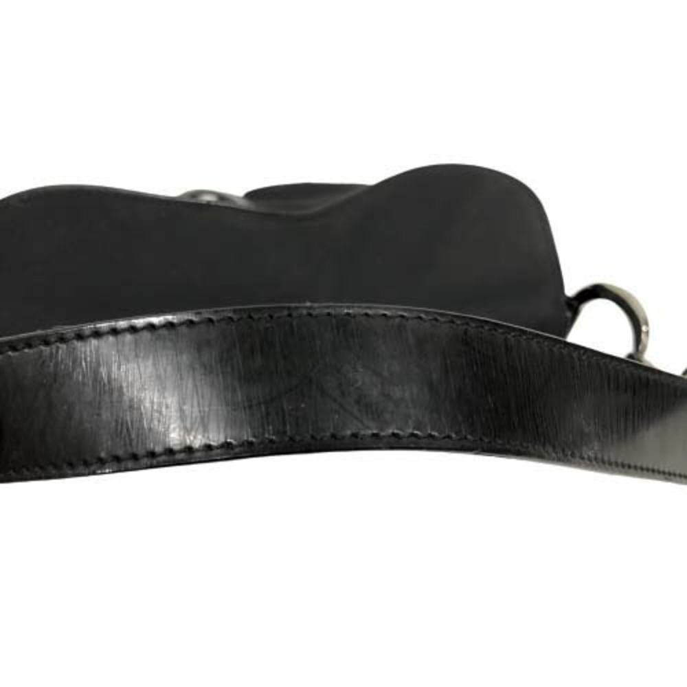 Christian Dior Saddle Bag Nylon Leather Handbag Shoulder Charm Black - Picture 6 of 9